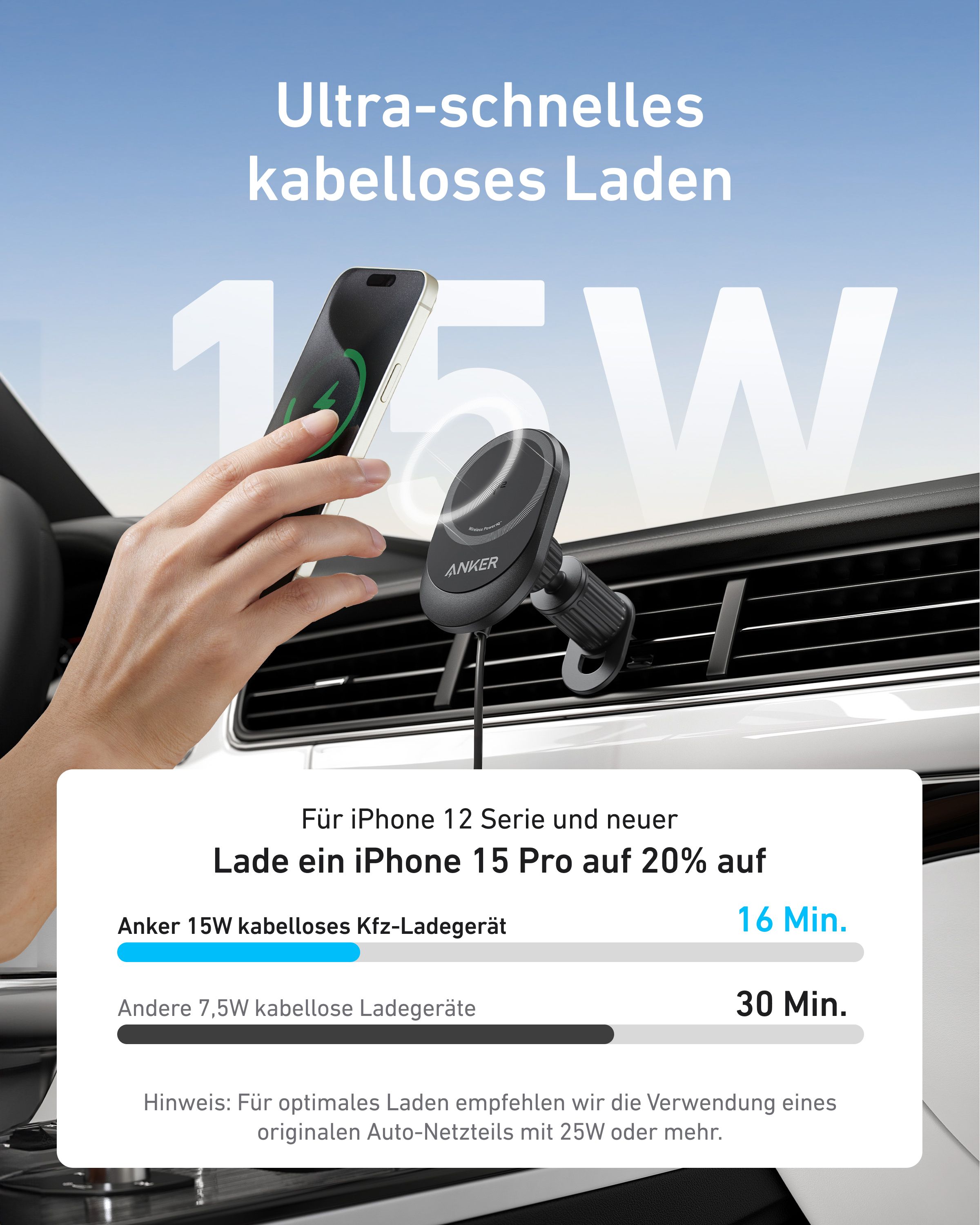 Anker Innovations Anker Prime - Netzteil - GaN - 100 Watt - 5 A - 3 Ausgabeanschlussstellen (2 x USB-C, USB Typ A)