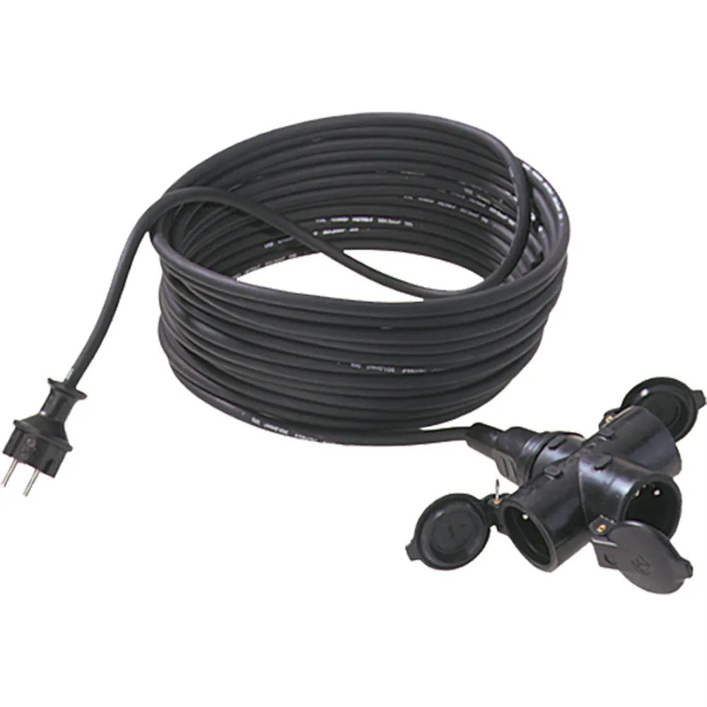 BACHMANN Extension 3G1,5mm², 3x, H07RN-F Gummi/Neopren 3fach, schwarz, 25 m