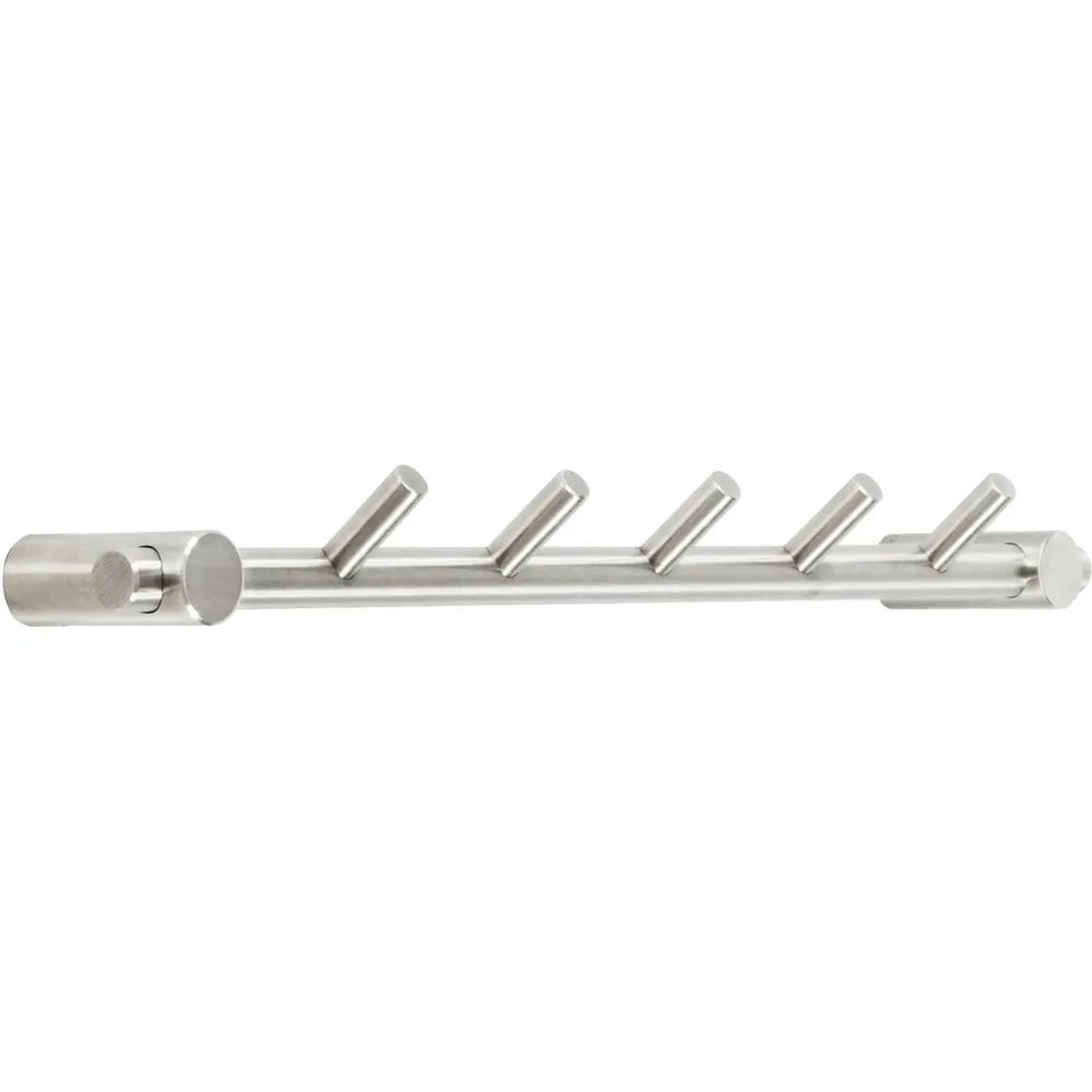 Siro Garderobenleiste Coat mit 5 schrägen Haken, Breite 320 mm, Edelstahl gebürstet