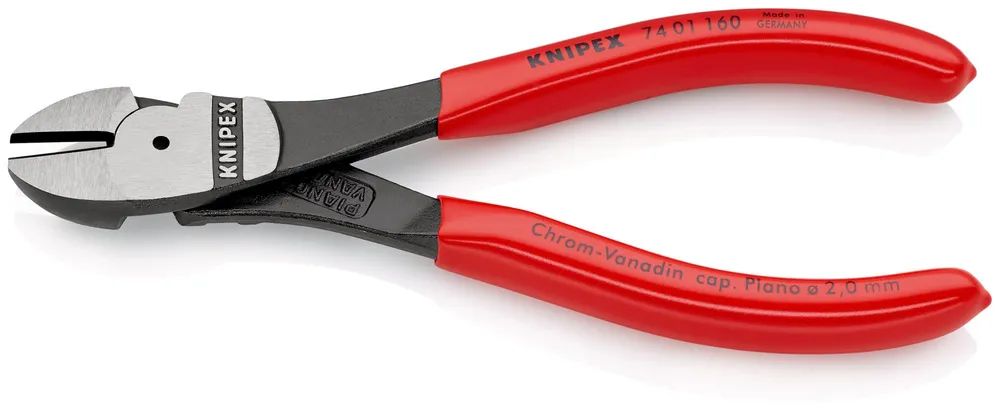 KNIPEX Kraft-Seitenschneider mit Kunststoff überzogen schwarz atramentiert 160 mm