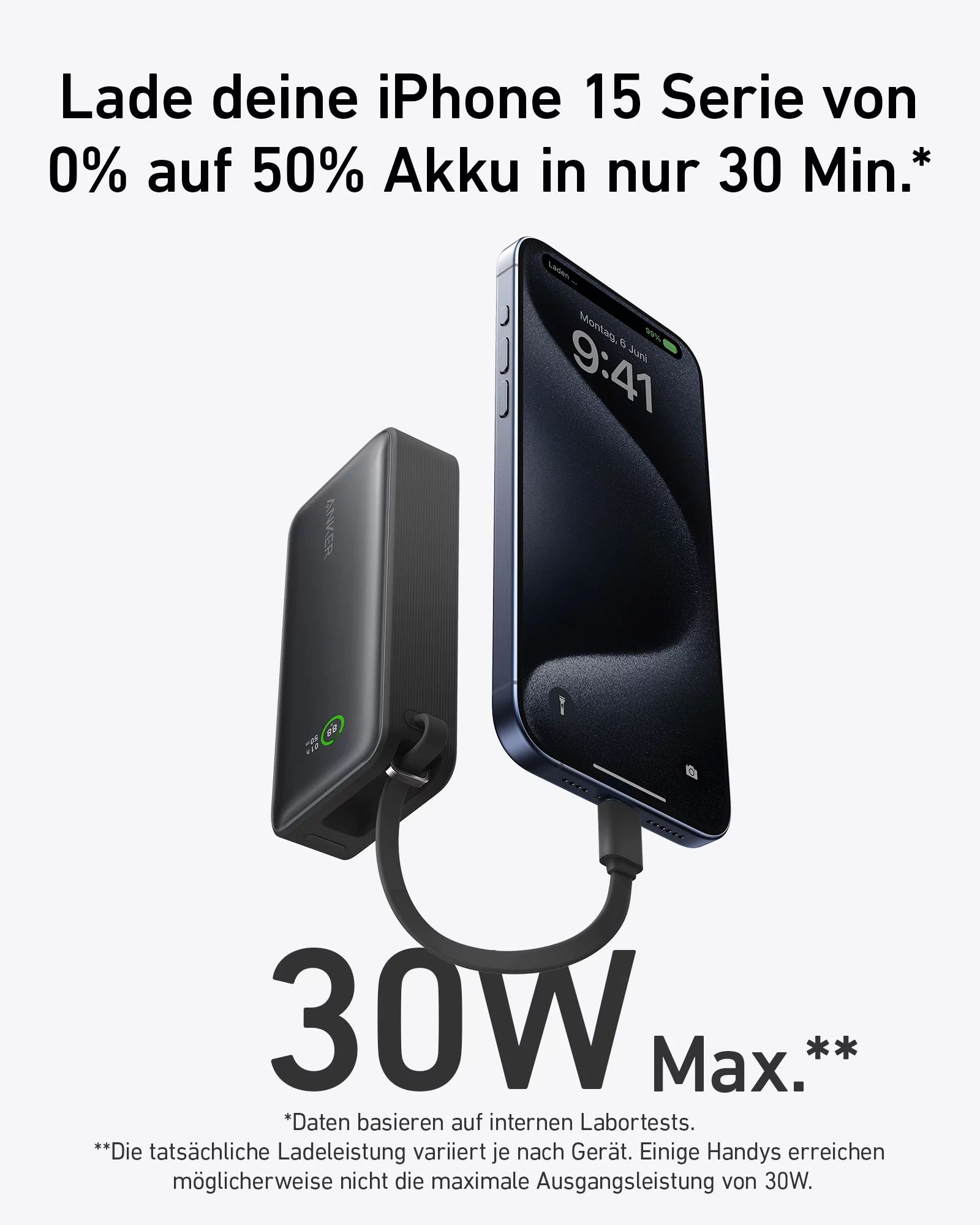 Anker Innovations 545 Nano Power Bank PD 30W 2C/2A waterproof - Akku