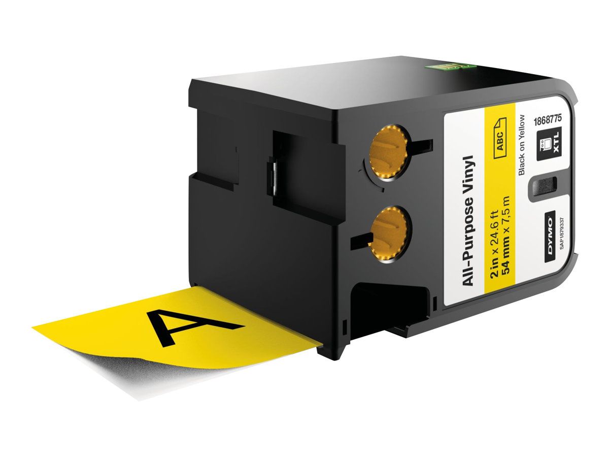Dymo XTL - Vinyl - permanenter Klebstoff - Schwarz auf Gelb - Rolle (0,54 cm x 7 m)