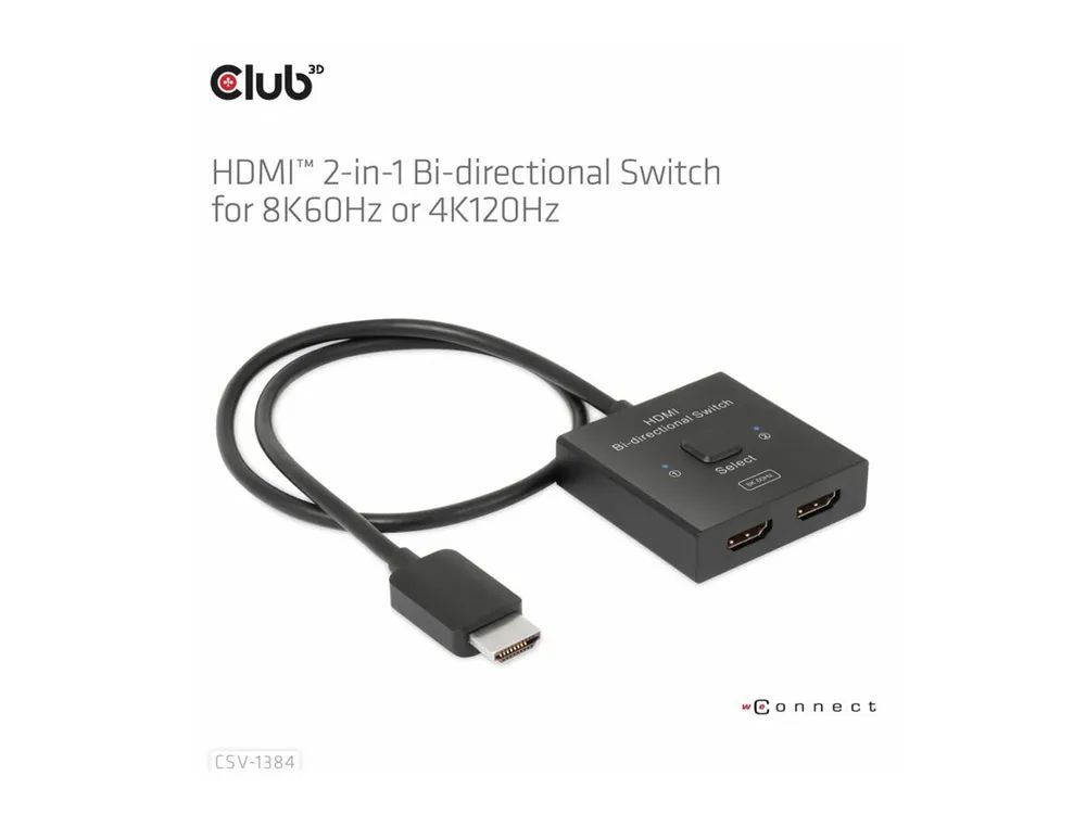 Club 3D CSV-1384 - Video/Audio-Schalter - 2-in-1, bidirektional