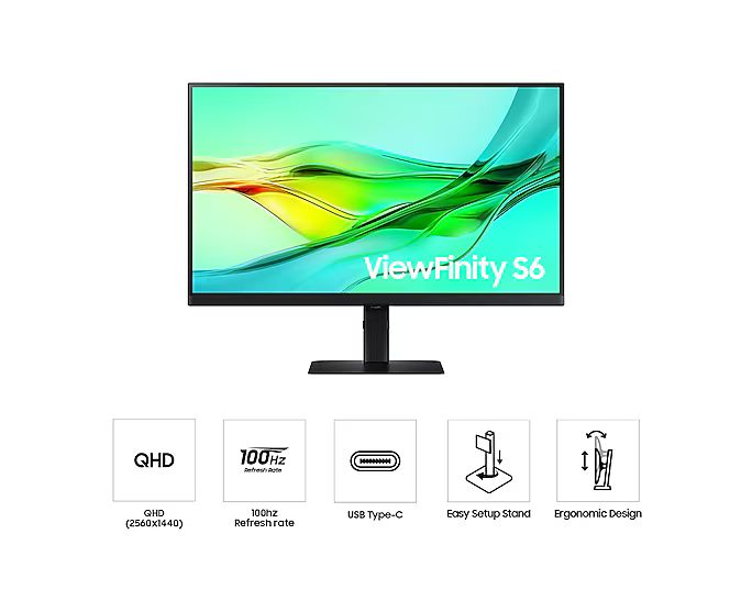 Samsung ViewFinity S6 S27D600UAU - S60UD Series - LED-Monitor - USB - 68.6 cm (27")