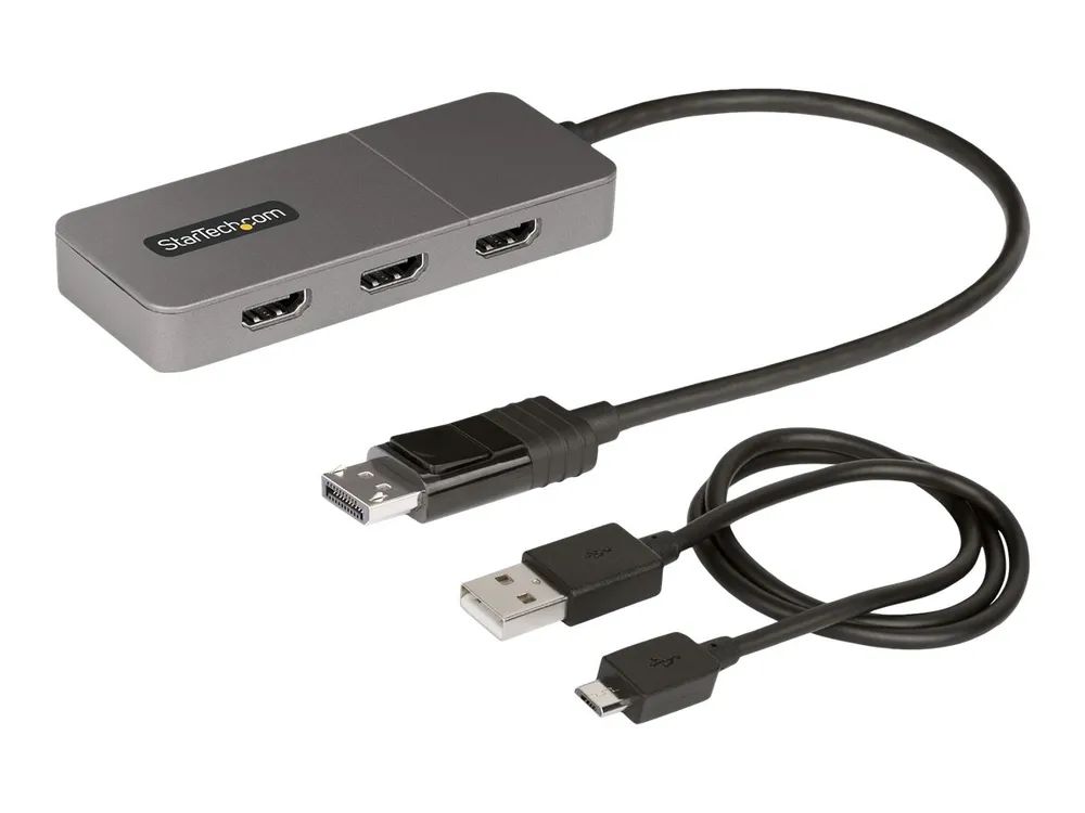 StarTech.com 3-Port MST Hub, DisplayPort to Triple HDMI Monitors, 4K 60Hz, DP 1.4 Multi-Monitor Video Adapter with 1ft (30cm)