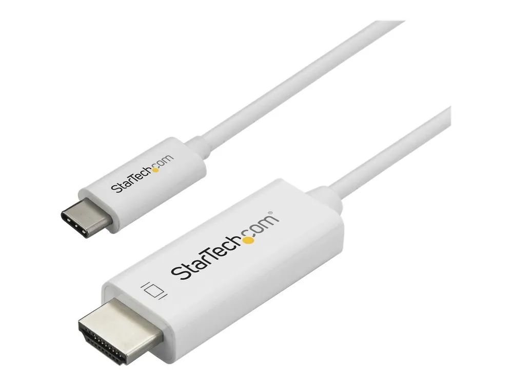 StarTech.com 3ft (1m) USB C to HDMI Cable, 4K 60Hz USB Type C to HDMI 2.0 Video Adapter Cable, Thunderbolt 3 Compatible, Laptop to HDMI Monitor/Display, DP 1.2 Alt Mode HBR2 Cable, White - 4K USB-C Video Cable (CDP2HD1MWNL)