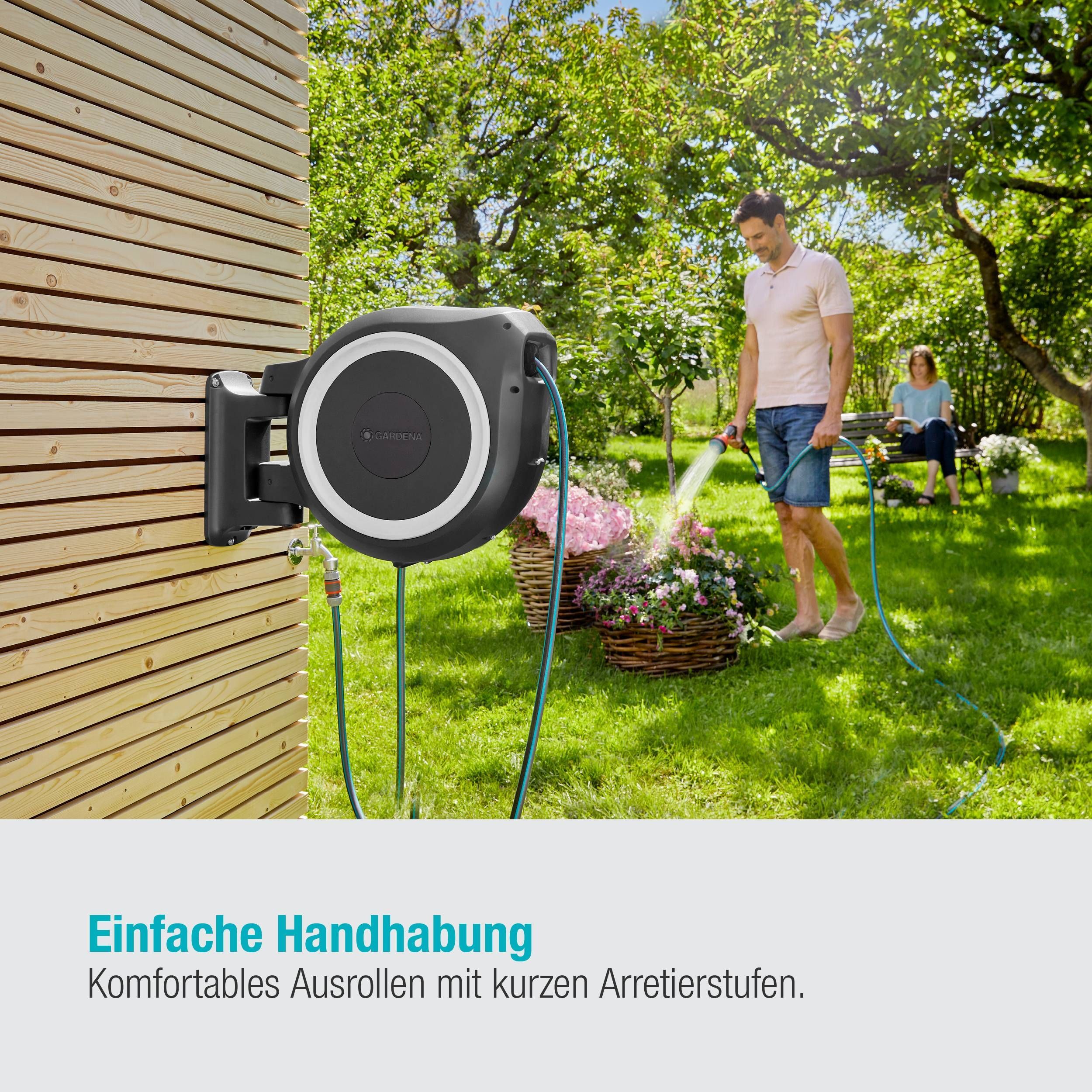 Gardena Wand-Schlauchbox RollUp M/L, 25 m, weiß