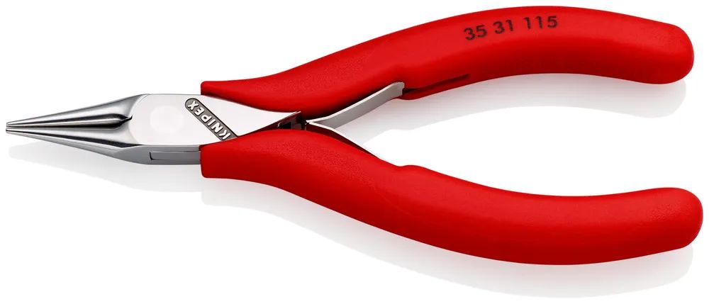 KNIPEX Elektronik-Greifzange mit durchgestecktem Gelenk mit rutschhemmenden Kunststoff-Hüllen 115 mm