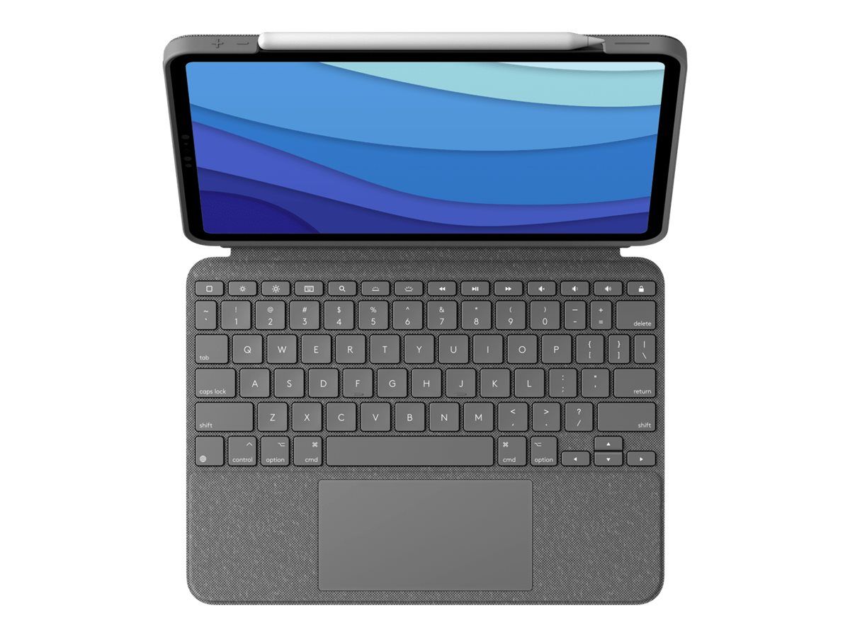 Logitech Combo Touch - Tastatur und Foliohülle - mit Trackpad - hintergrundbeleuchtet - Apple Smart connector - QWERTZ - Schweiz - Oxford Gray - für Apple 12.9-inch iPad Pro (5. Generation)