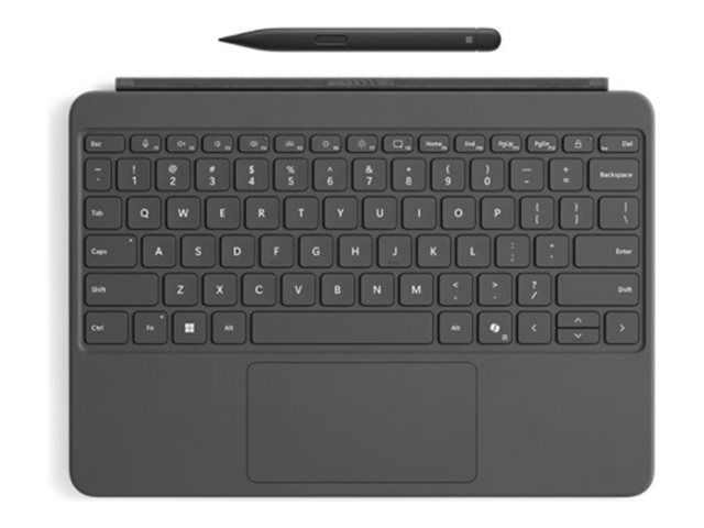 Microsoft Surface Pro Keyboard - 12-inch - Tastatur - mit Touchpad, Beschleunigungsmesser - hinterleuchtet - magnetische Dockingstation - QWERTZ - Deutsch - Slate - 70% Recyclingpapier-basierte Verpackung - mit Slim Pen - für Surface Pro Copilot+ PC 