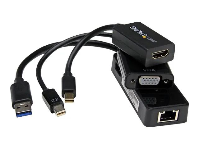 StarTech.com 3-in-1 Accessory Kit for Surface and Surface Pro 4 - mDP to HDMI / VGA - USB 3.0 GbE - Works with Surface Pro 3 and Surface 3 (MSTP3MDPUGBK)