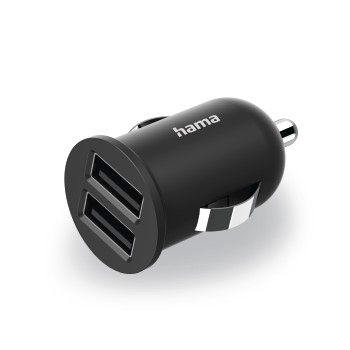 Hama 2-fach-USB-Ladegerät f. Zigarettenanzünder, Ladeadapter f. Auto, 2,4A / 12W