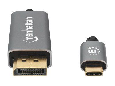 Manhattan USB-C to DisplayPort 1.4 Cable, 8K@60Hz, 2m, Male to Male, Black, Three Year Warranty, Polybag - DisplayPort-Kabel - 24 pin USB-C (M)