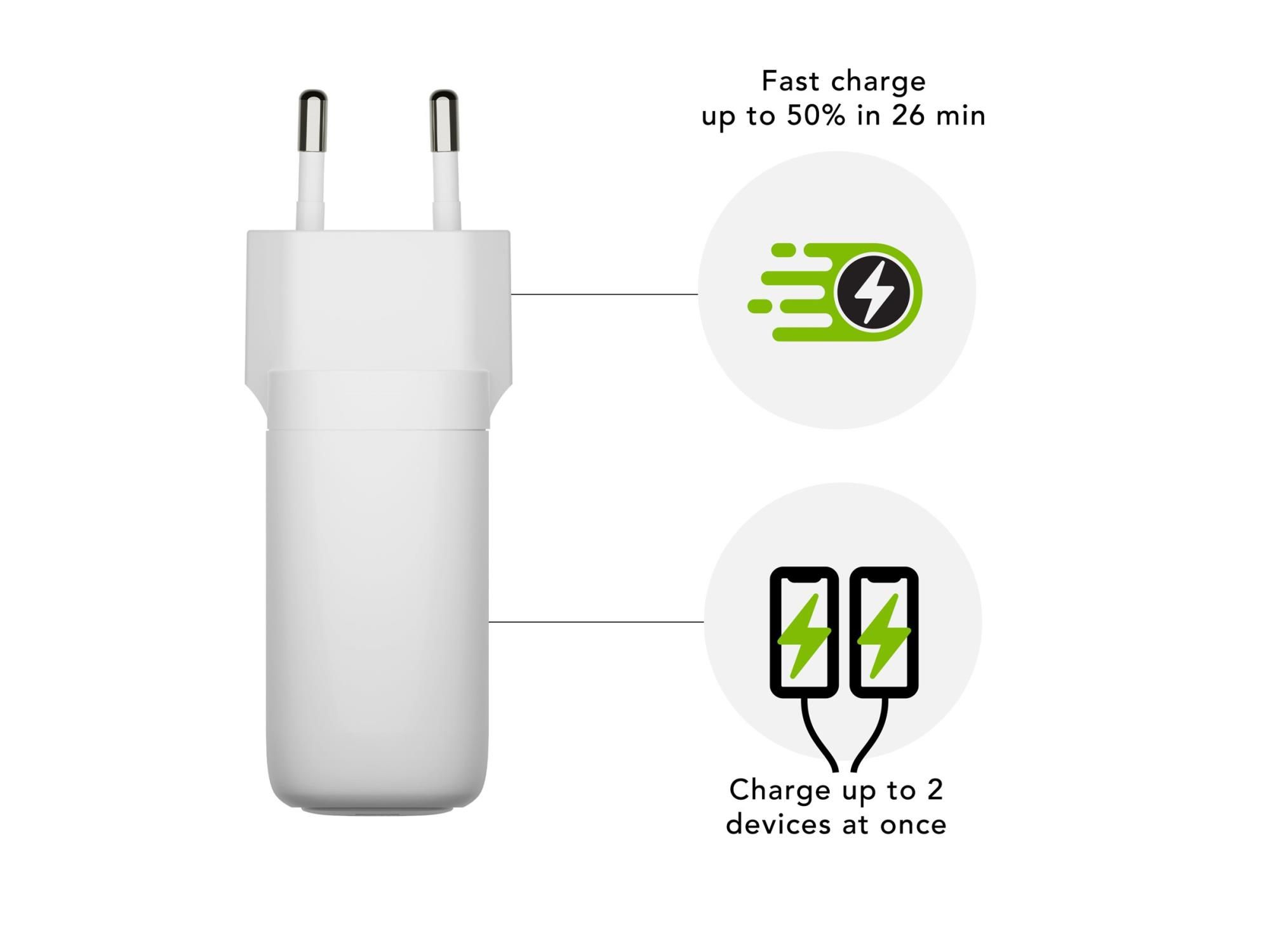 dbramante1928 re-charge - Netzteil - 65 Watt - 2 Ausgabeanschlussstellen (USB-C, USB)