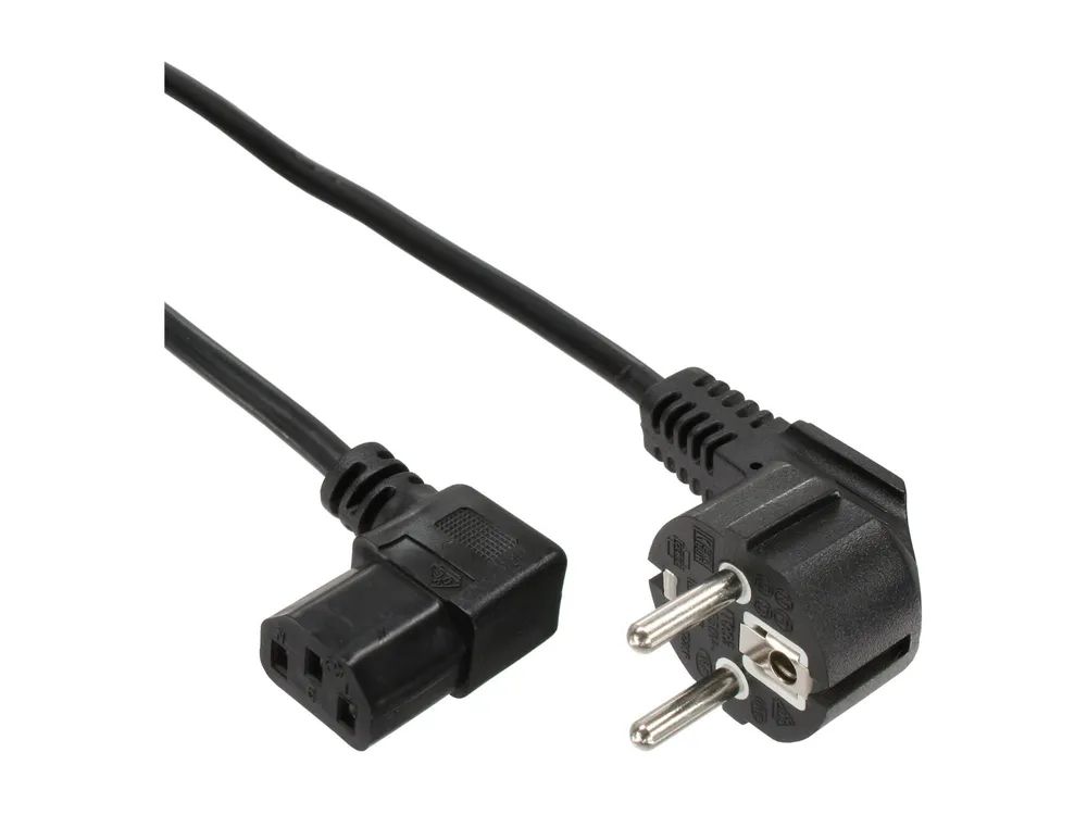 InLine 35er B-Pack Netzkabel - Schutzk. gew. / C13 rechts abgew. - schwarz - 1,8m