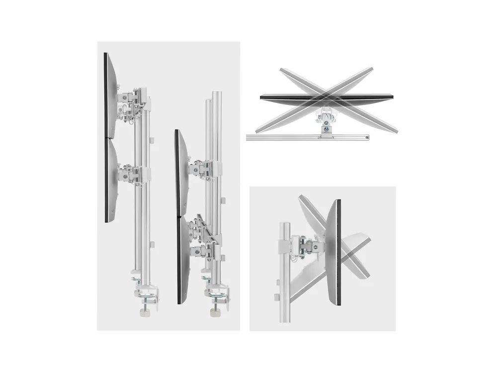StarTech.com Six-Monitor Desk Mount w/ Crossbar, Up To 32" Screens/17.6lb - Befestigungskit - für 6 LCD-Displays - Säule, dual - Stahl, Kunststoff - weiß - Bildschirmgröße: 43.2-81.3 cm (17"-32")
