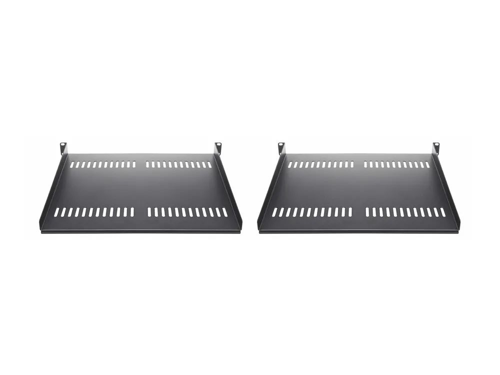 StarTech.com 2er-Pack 1HE 19 Zoll Serverrack Fachboden/Ablage, 40cm Tief - Rack - Regal - Schwarz - 1U - 48.3 cm (19")