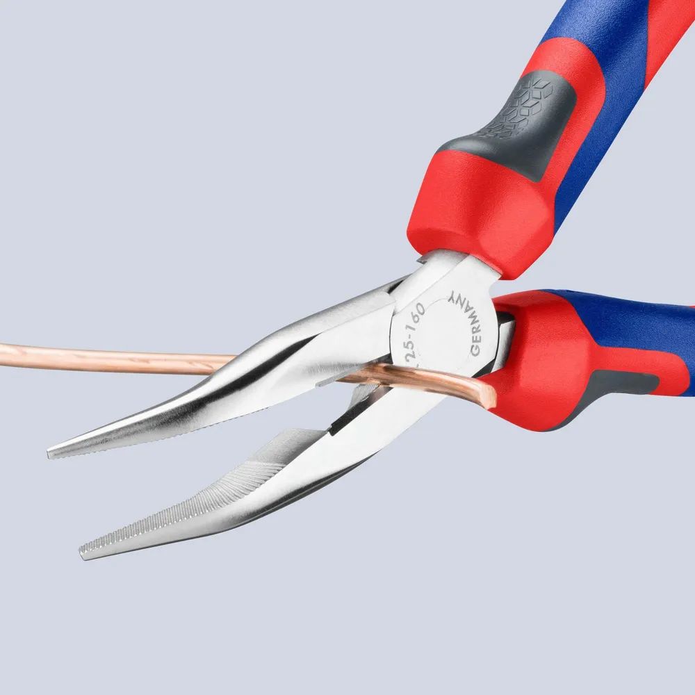 KNIPEX Flachrundzange mit Schneide (Radiozange) mit Comfort-Griffen verchromt 165 mm