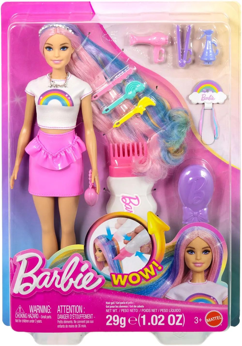 Mattel GmbH BRB Haarspiel Puppe Regenbogen Glitzer