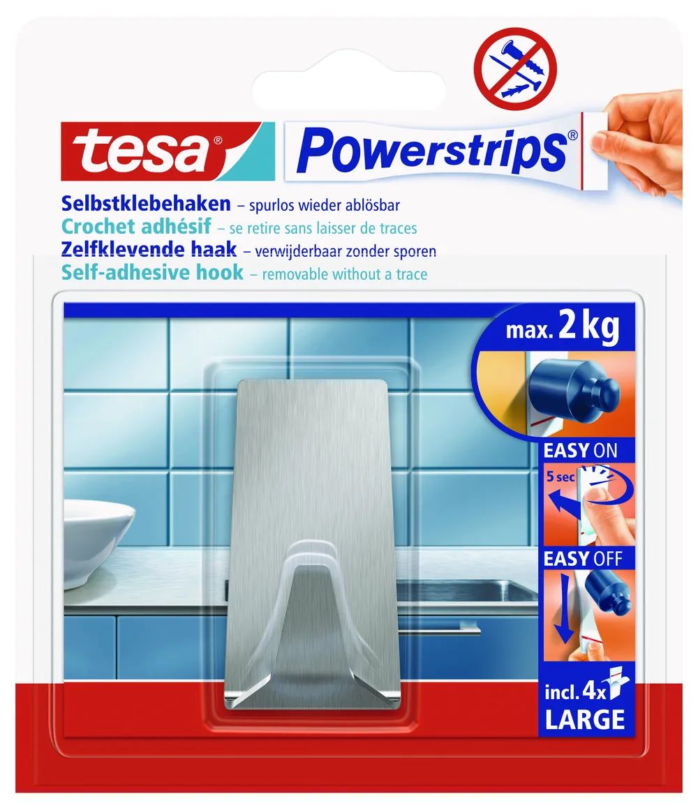 Tesa Powerstrips Haken L rechteckig metall