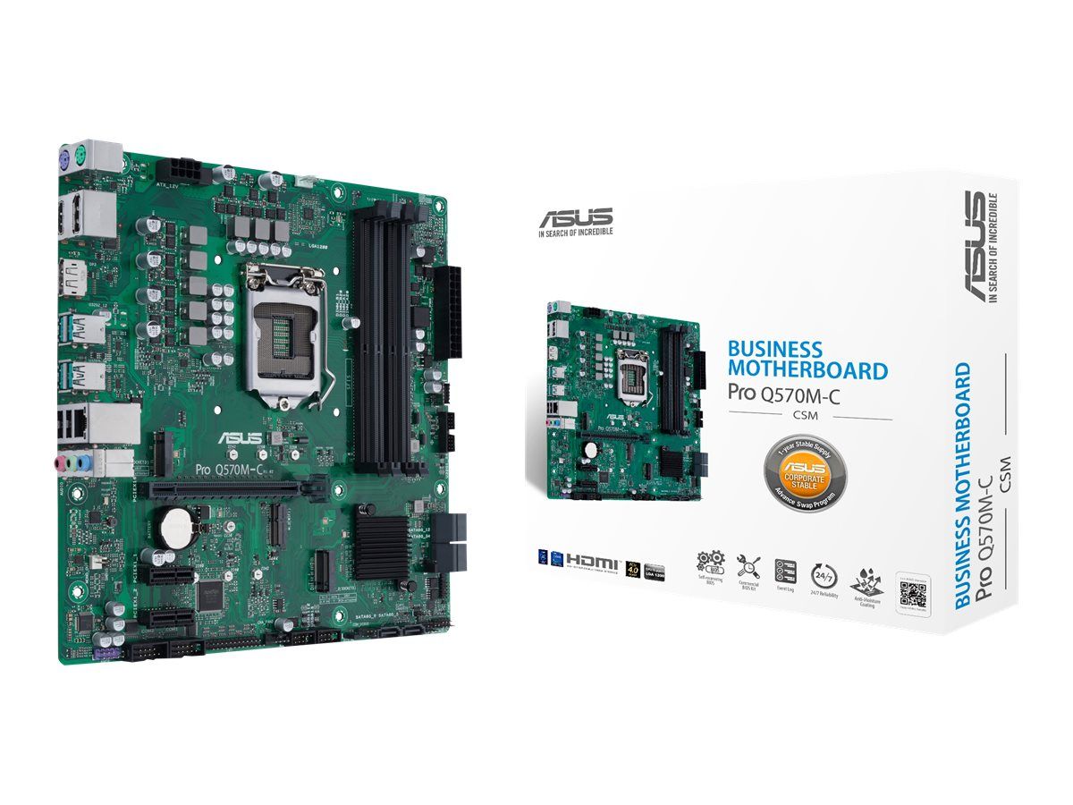 ASUS Pro Q570M-C/CSM - Motherboard - micro ATX - LGA1200-Sockel - Q570 Chipsatz - USB 3.2 Gen 2, USB-C Gen1, USB 3.2 Gen 1 - Gigabit LAN - Onboard-Grafik (CPU erforderlich)