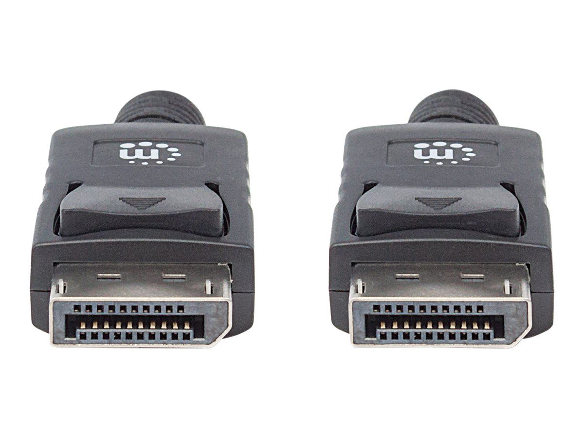 Manhattan DisplayPort 1.2 Cable, 4K@60hz, 2m, Male to Male, With Latches, Fully Shielded, Black, Lifetime Warranty, Polybag - DisplayPort-Kabel - DisplayPort (M)