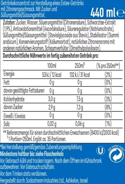 SodaStream drink mix LIPTON ICE TEA Zitrone 440ml