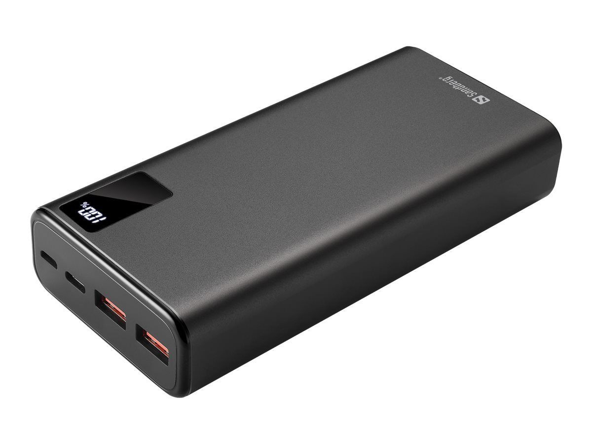 SANDBERG Powerbank - 20000 mAh - 74 Wh - 20 Watt - 3 A - QC 3.0, PD - 3 Ausgabeanschlussstellen (2 x USB, 24 pin USB-C)