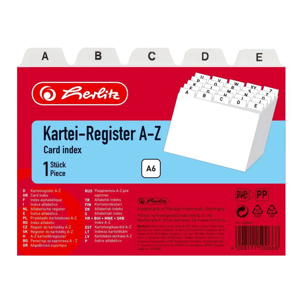 herlitz Karteiregister, A6, A-Z ,weiß