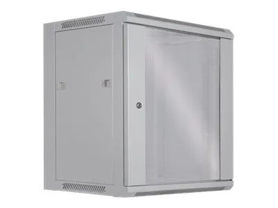 Intellinet Network Cabinet, Wall Mount (Standard), 12U, Usable Depth 260mm/Width 510mm, Grey, Flatpack, Max 60kg, Metal & Glass Door, Back Panel, Removeable Sides, Suitable also for use on desk or floor, 19",Parts for wall install (eg screws/rawl plu