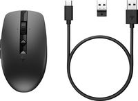 HP 715 - Maus - mehrere Geräte, wiederaufladbar - 7 Tasten - kabellos, kabelgebunden - Bluetooth 3.0, 2.4 GHz - kabelloser Empfänger (USB)