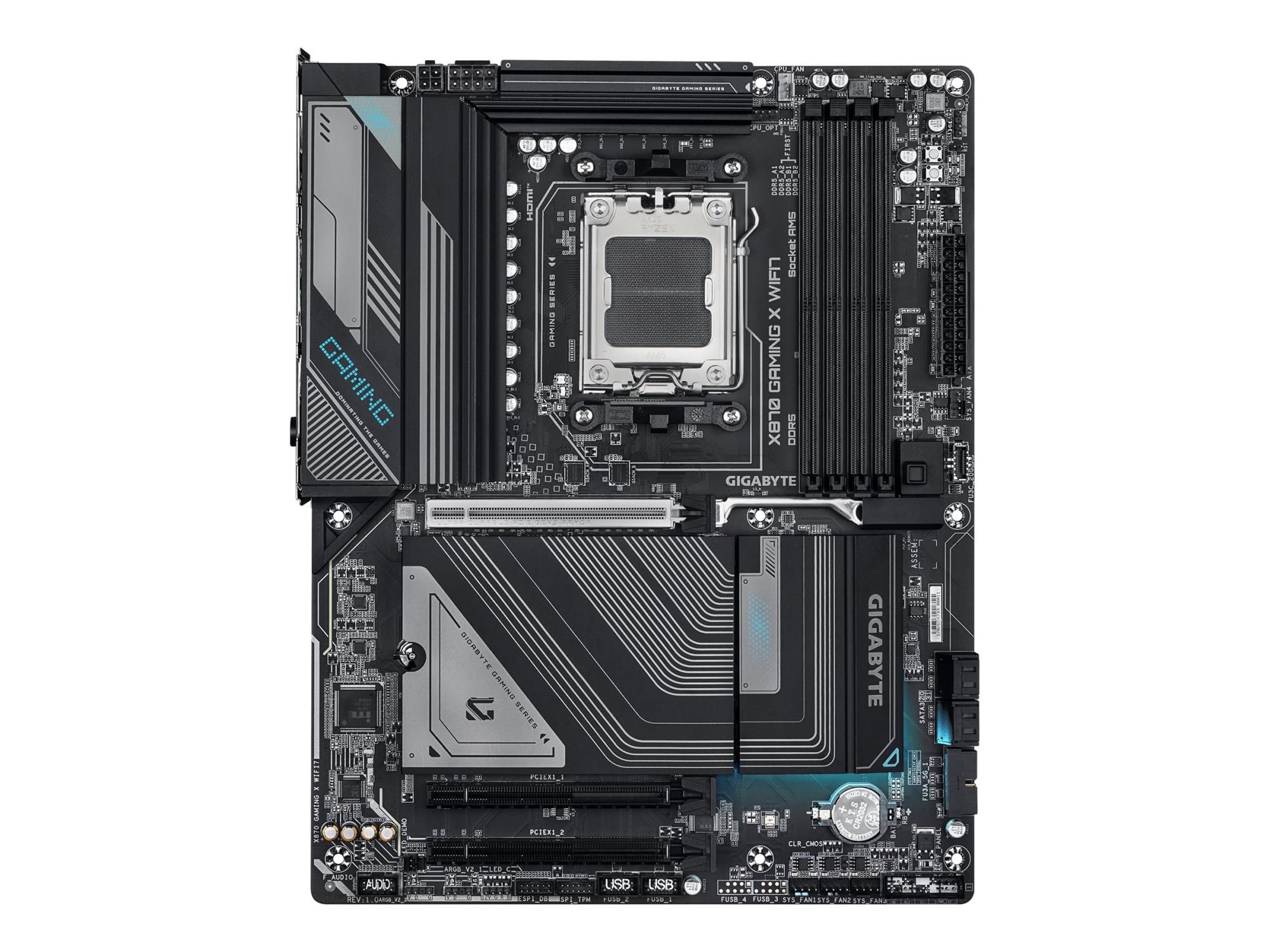 Gigabyte X870 GAMING X WIFI7 - Motherboard - ATX - Socket AM5 - AMD X870 Chipsatz - USB-C 3.2 Gen 2x2, USB4, USB 3.2 Gen 1, USB 3.2 Gen 2 - 2.5 Gigabit LAN, Bluetooth, Wi-Fi 7 - Onboard-Grafik (CPU erforderlich)