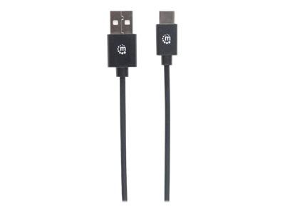 Manhattan USB-C to USB-A Cable, 2m, Male to Male, Black, 480 Mbps (USB 2.0)
