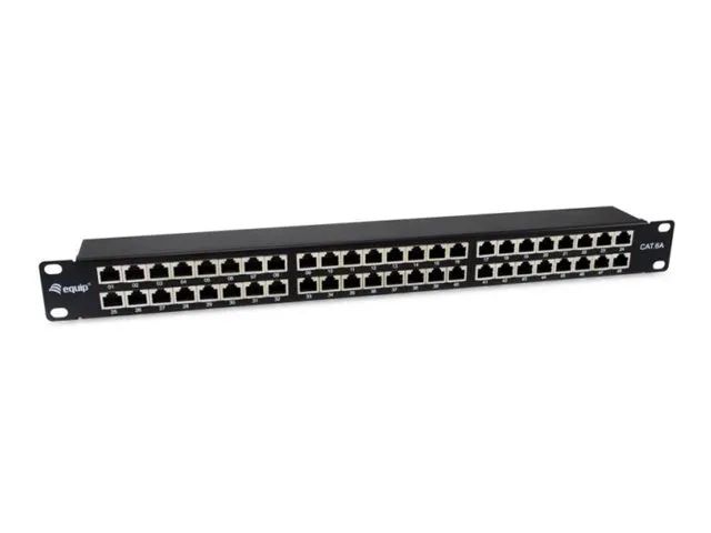 Equip Patch Panel - Rack montierbar - CAT 6a - abgeschirmt - RJ-45 X 48 - Schwarz, RAL 9005 - 1U - 48.3 cm (19")