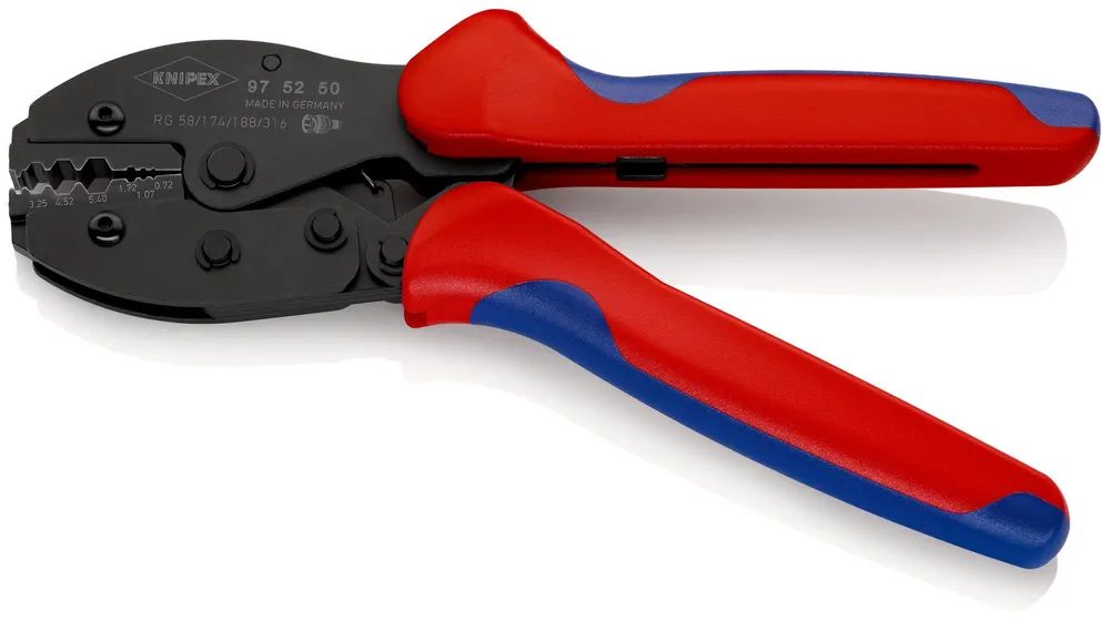 KNIPEX PreciForce® Crimpzange mit Mehrkomponenten-Hüllen brüniert 220 mm