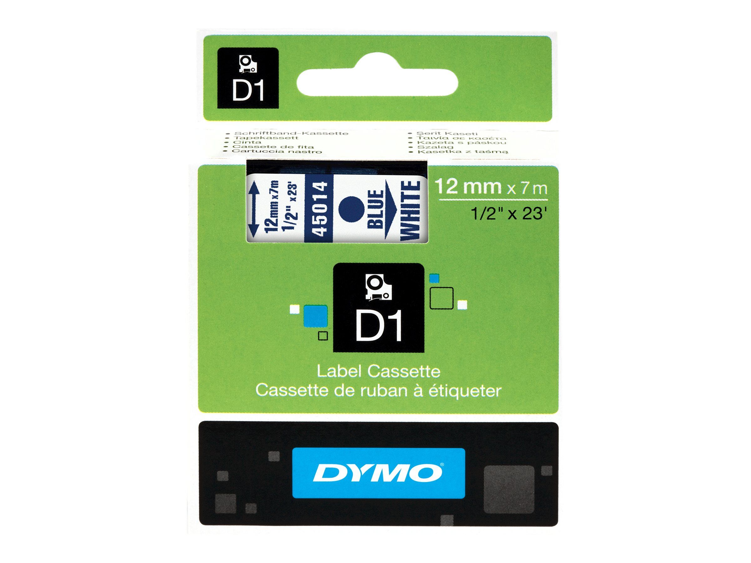Dymo D1 - Selbstklebend - blau auf weiß - Rolle (1,2 cm x 7 m)