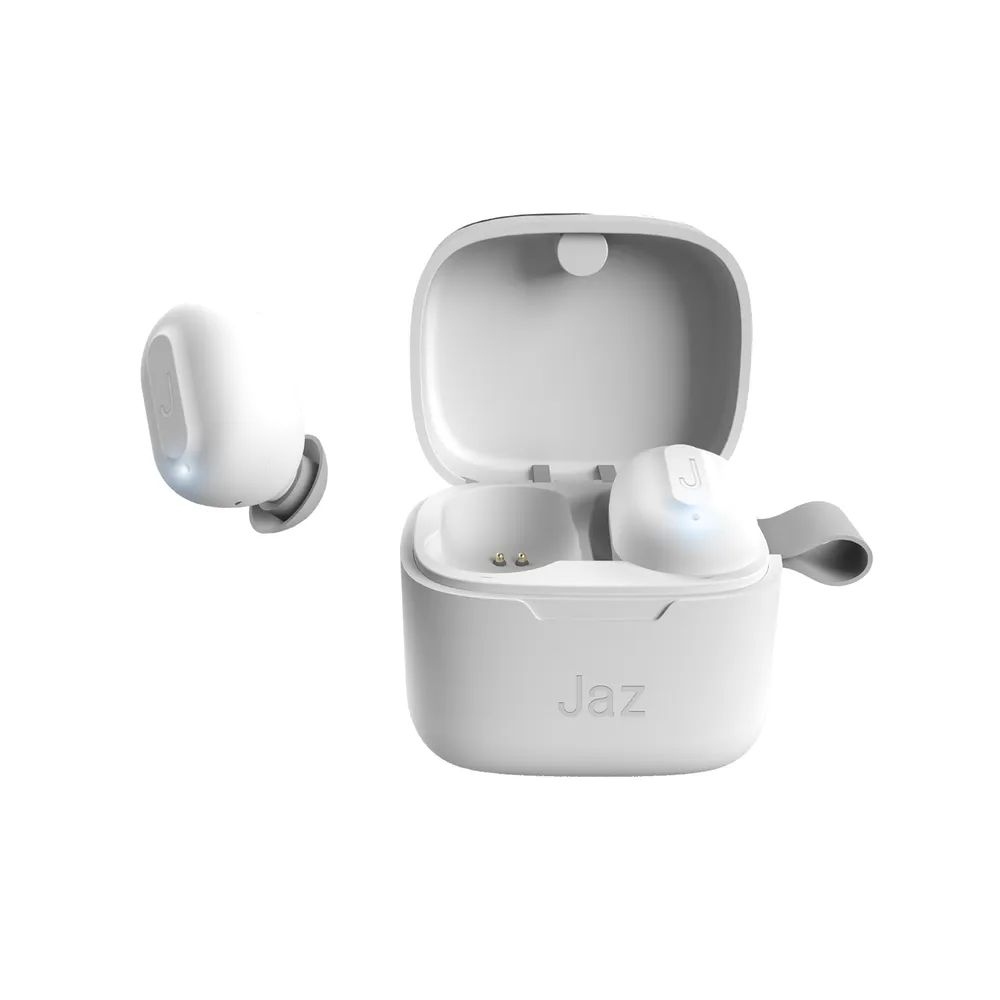 JAZ AIRON TrueWireless Headset, elegantes Metallfinish, auch Mono verwendbar Rubber White