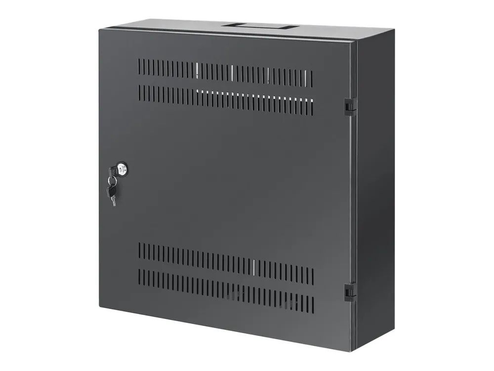 Intellinet Gehäuse (horizontal / vertikal) - mit 4U horizontalen und 2U vertikalen Ständern - geeignet für Wandmontage - Schwarz, RAL 7021 - 4U - 48.3 cm (19")