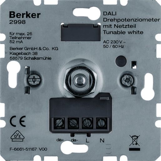 Berker DALI DREHPOTENTIOMETER / BERKER 2998 MIT SPANNUNGSV. 2998