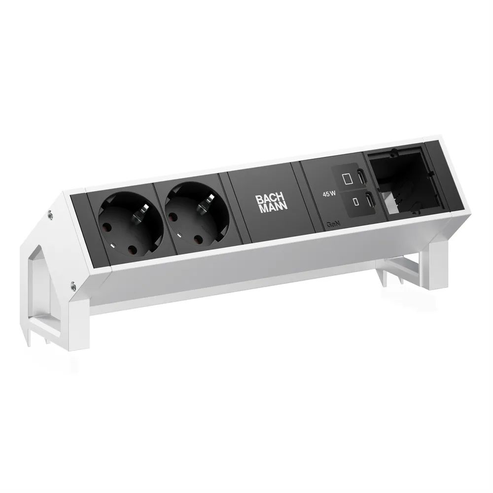 BACHMANN DESK2 2xCEE7/3 1xUSB C/C 45W, 1xCM L=0,2m INOX