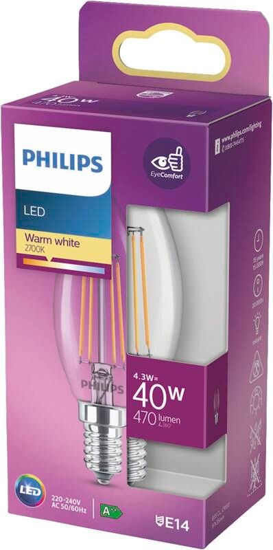 Philips LED classic 40W B35 E14 WW CL ND SRT4