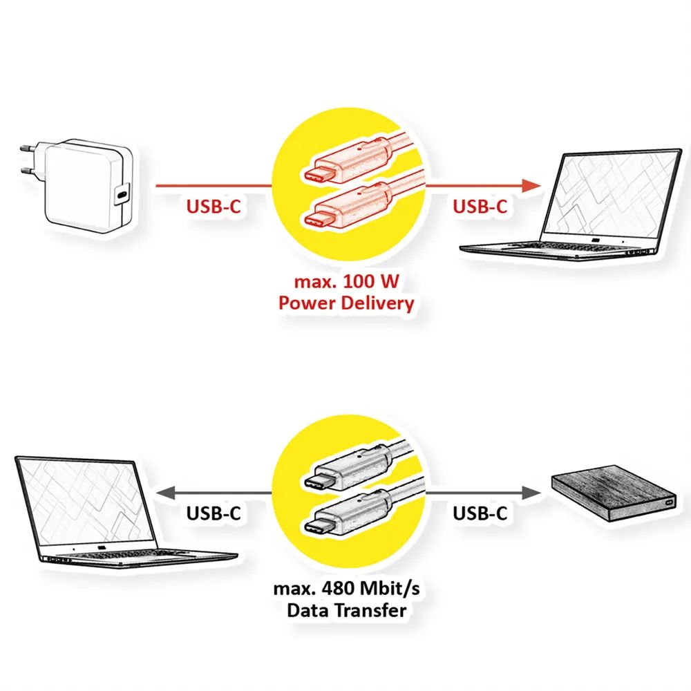 VALUE USB 2.0 Kabel, C-C, ST/ST, 100W, schwarz, 3 m