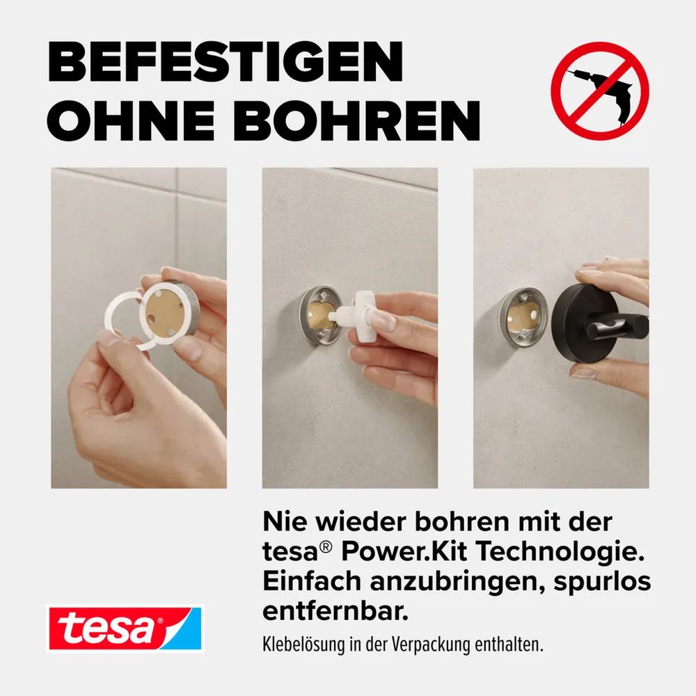 Tesa MOON BLACK - Aluminium - Schwarz - Wand-montiert - Duschkorb - 250 mm - 125 mm