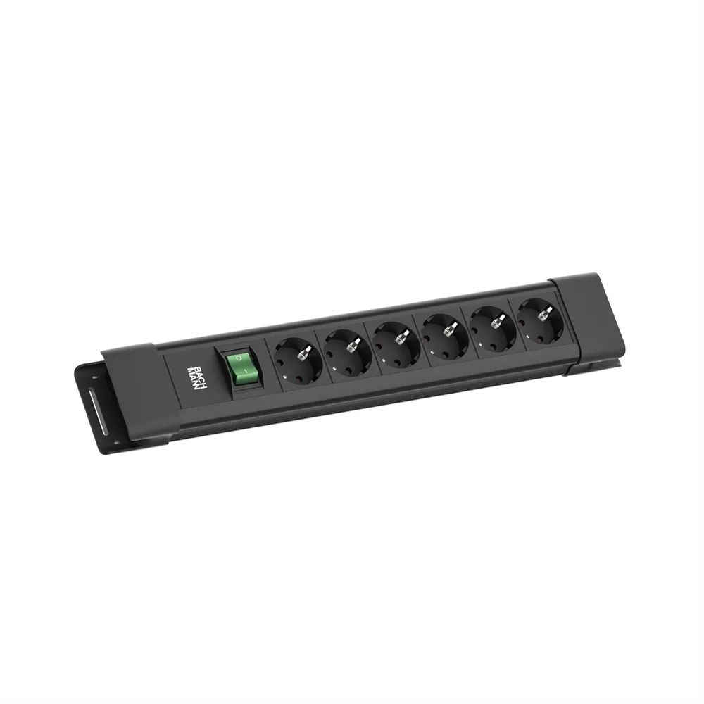 BACHMANN CONNECTUS 6xCEE7/3, 1xSchalter 2,0m CEE7/7 Schwarz