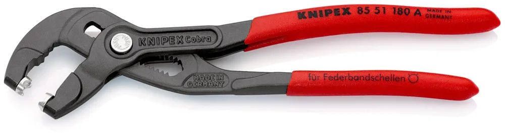 KNIPEX Federbandschellenzange mit rutschhemmendem Kunststoff überzogen grau atramentiert 180 mm