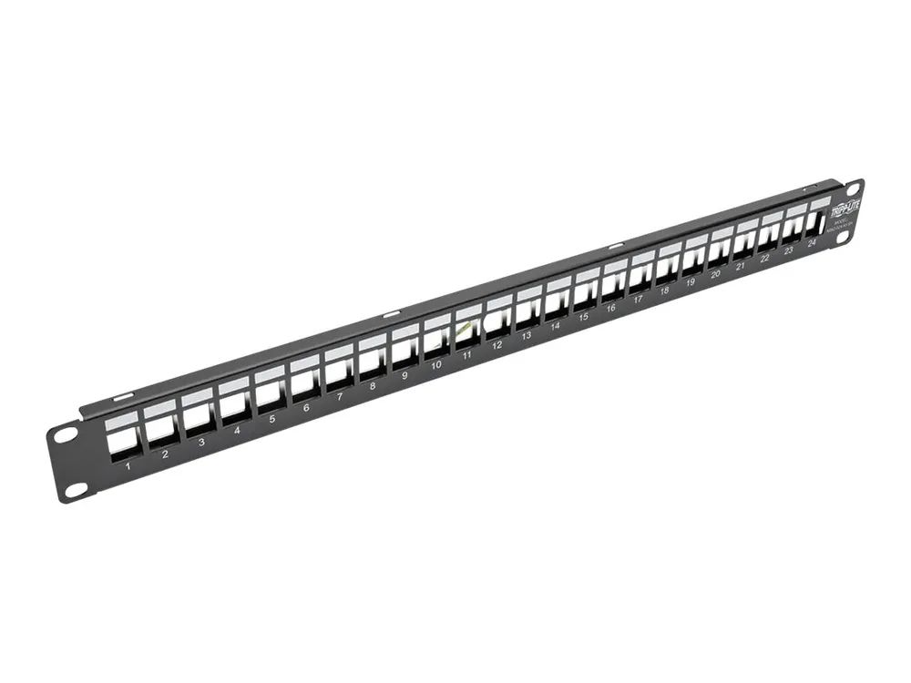 Tripp Eaton Tripp Lite Series 24-Port 1U Rack-Mount Shielded Blank Keystone/Multimedia Patch Panel, RJ45 Ethernet, USB, HDMI, Cat5e/6 - Patch Panel - Schwarz - 1U - 48.3 cm (19")