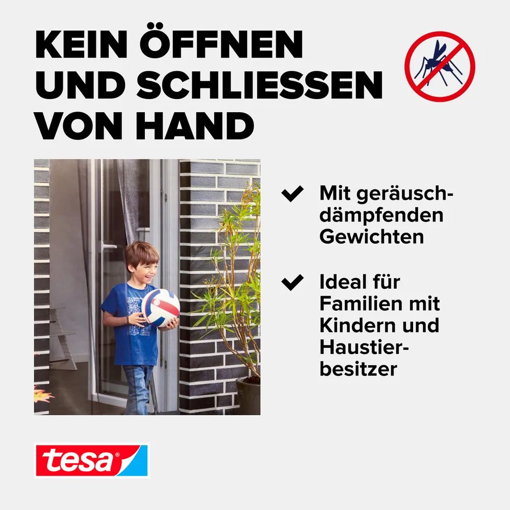 tesa® Insektenschutz Alu Lamellentür 1,20 × 2,50m, Balkon- u. Terrassentüren