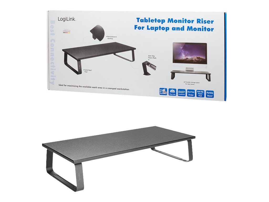 LogiLink Monitor Riser - Aufstellung - für LCD-Display/Notebook - Preßspan, Stahl, Ethylen-Vinylacetat (EVA)