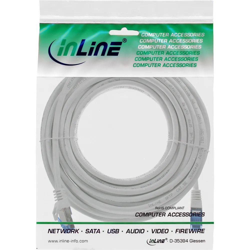 InLine Patchkabel - Cat.6A - S/FTP - TPE (LSZH) - CCA - grau - 7,5m