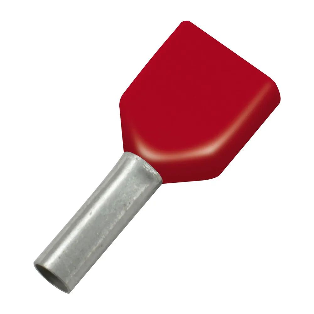 Edler Systems Kabeltechnik GmbH Zwillings-Aderendhülse 1x8/15 mit Kragen rot